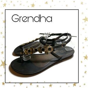 Grendha Jeweled Ankle Strap Thong Sandals 10